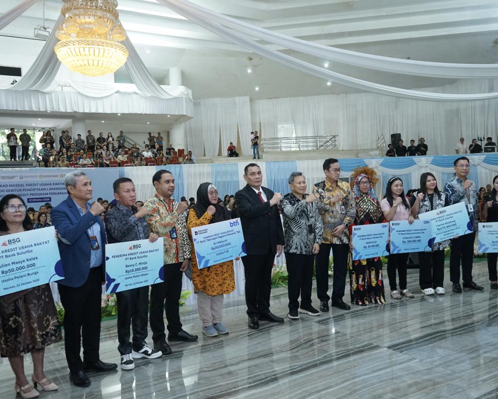 Sinergi Nasional Pemprov Sulut bersama BSG Gelar Penyaluran KUR dan Luncurkan KUR KPP di Manado